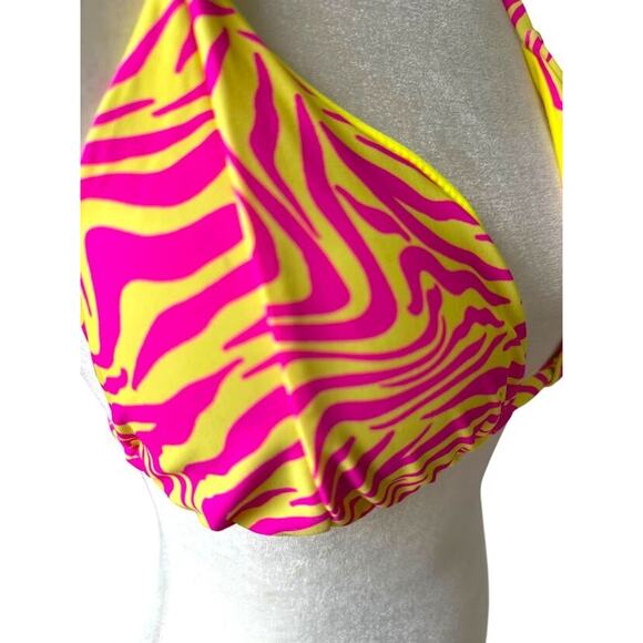 Princess Polly Swim 2 Pc Set Bikini Top Wrap Sarong Skirt Pink Yellow Zebra 10 - Picture 9 of 16